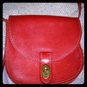 Red leather fossil crossbag